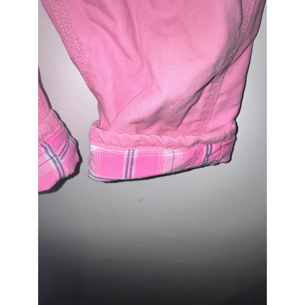Carhartt Girls Pink Flannel Lined Canvas Bib Overalls 4T - Picture 4 of 8